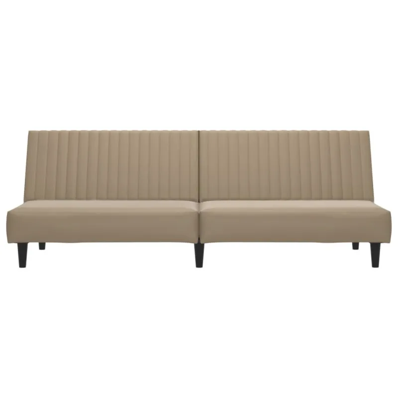Dvivietė sofa-lova, kapučino spalvos, dirbtinė oda