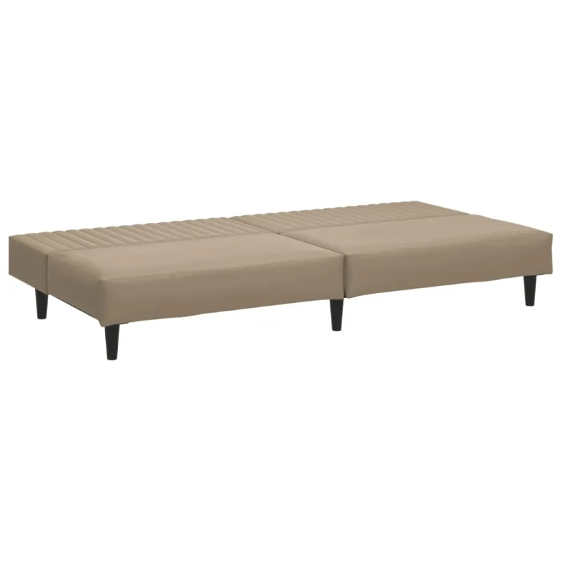 Dvivietė sofa-lova, kapučino spalvos, dirbtinė oda