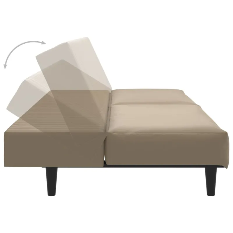 Dvivietė sofa-lova, kapučino spalvos, dirbtinė oda