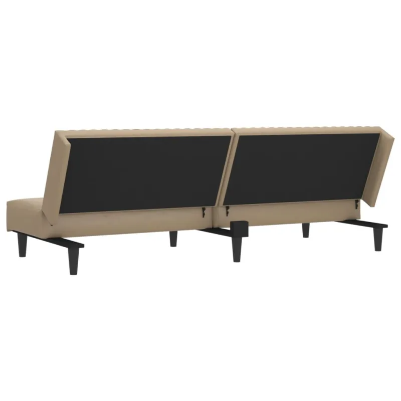 Dvivietė sofa-lova, kapučino spalvos, dirbtinė oda