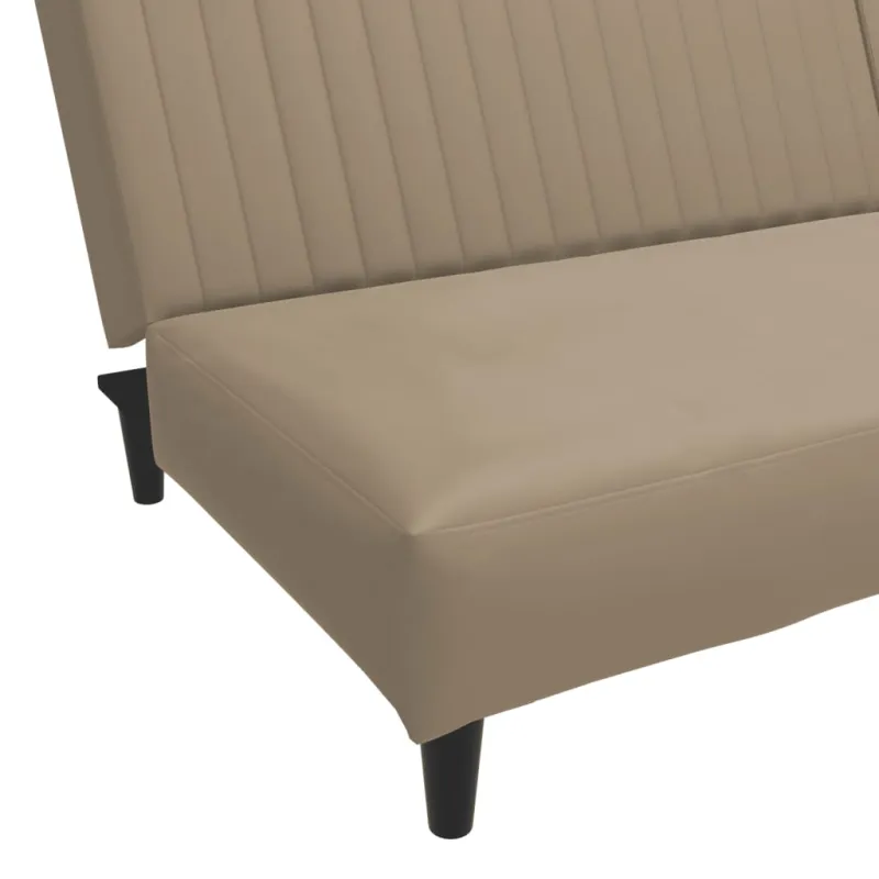 Dvivietė sofa-lova, kapučino spalvos, dirbtinė oda
