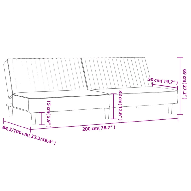 Dvivietė sofa-lova, kapučino spalvos, dirbtinė oda
