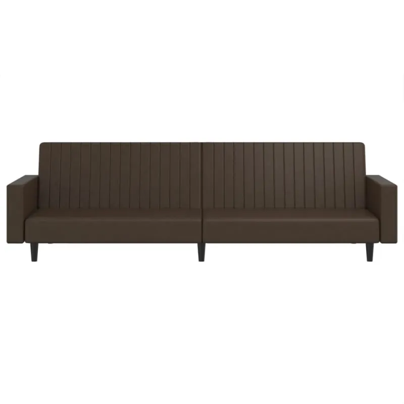 Dvivietė sofa-lova, rudos spalvos, dirbtinė oda