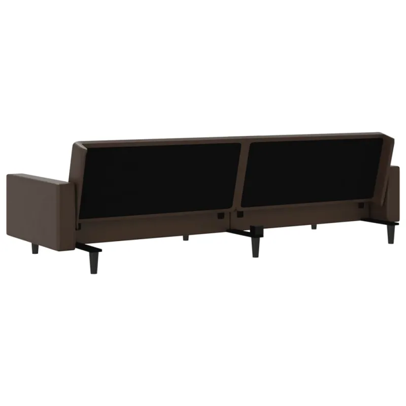 Dvivietė sofa-lova, rudos spalvos, dirbtinė oda