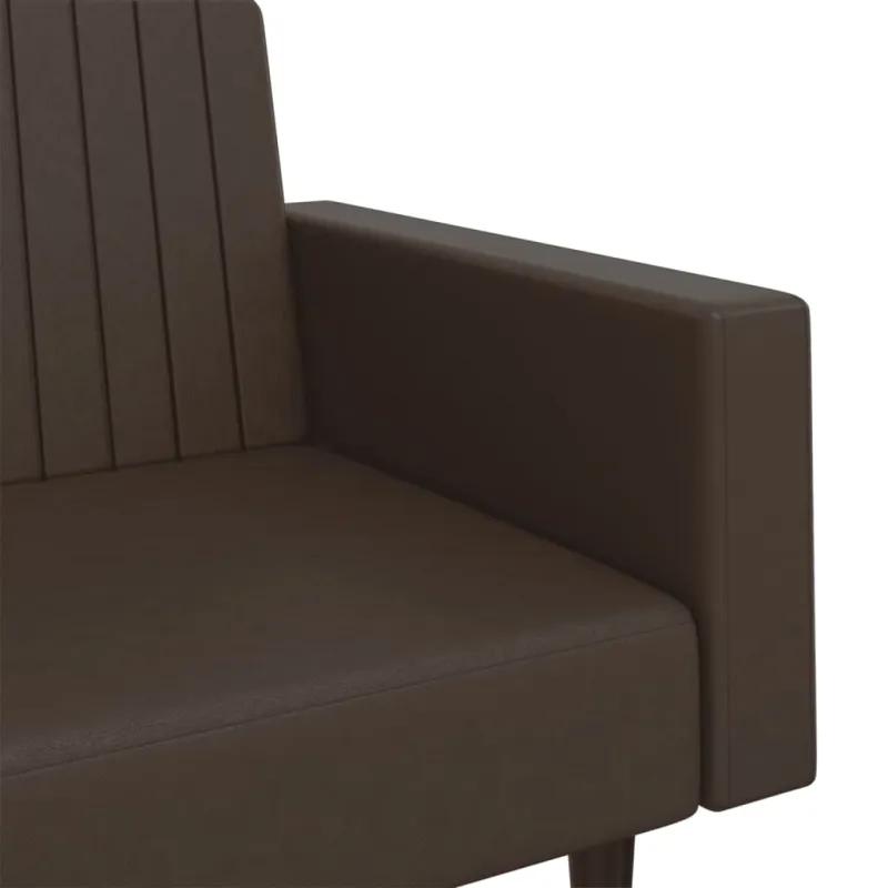 Dvivietė sofa-lova, rudos spalvos, dirbtinė oda