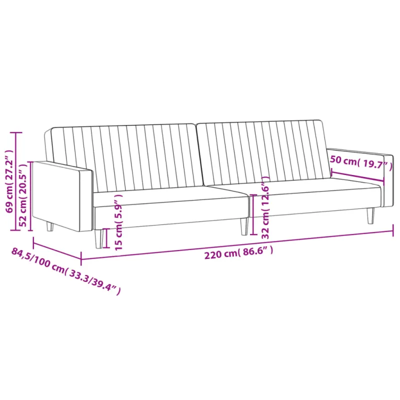 Dvivietė sofa-lova, rudos spalvos, dirbtinė oda