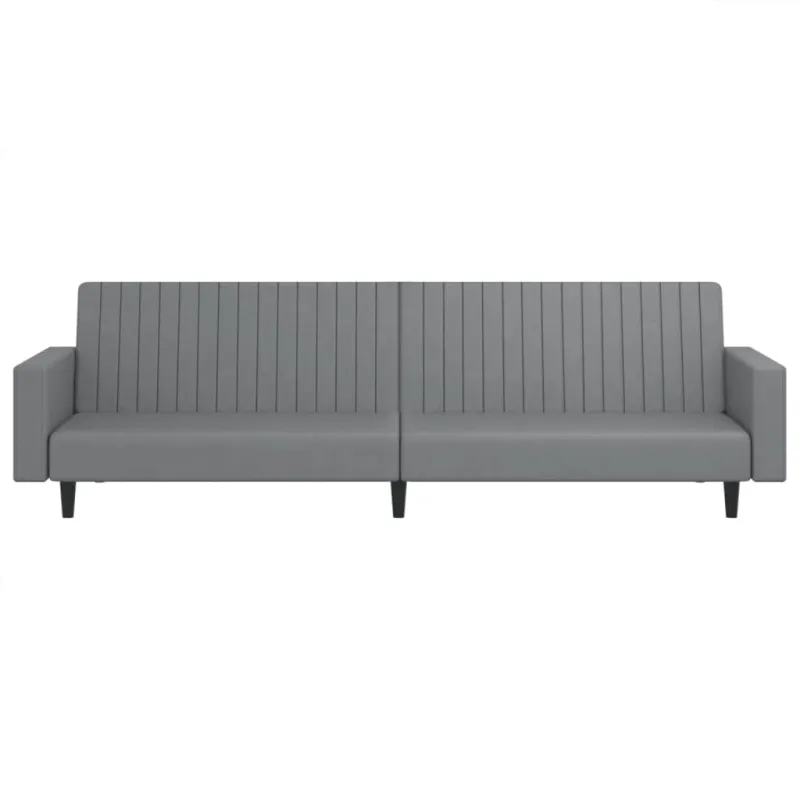 Dvivietė sofa-lova, pilkos spalvos, dirbtinė oda
