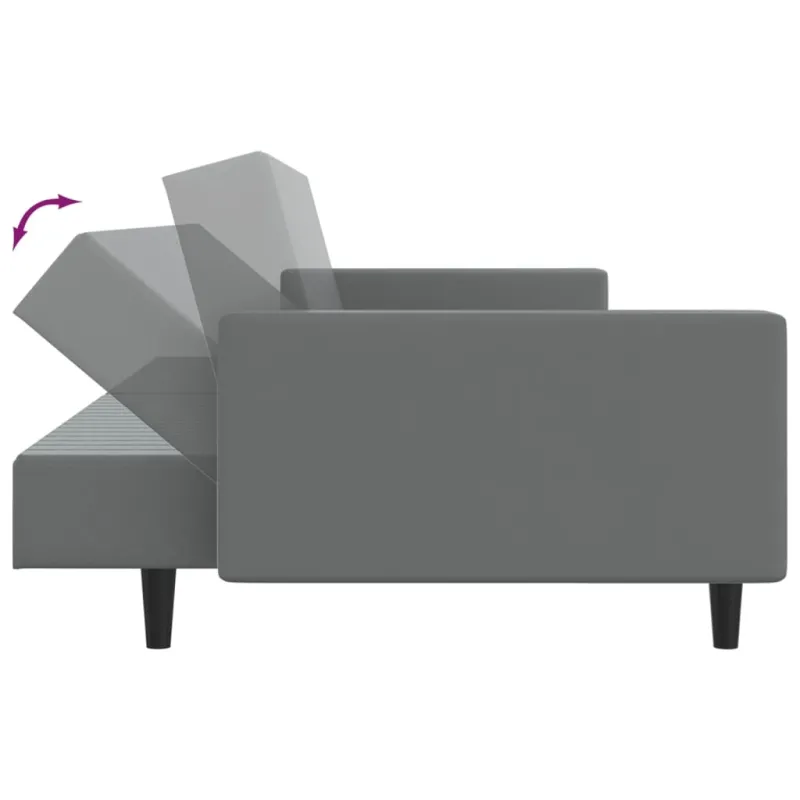 Dvivietė sofa-lova, pilkos spalvos, dirbtinė oda