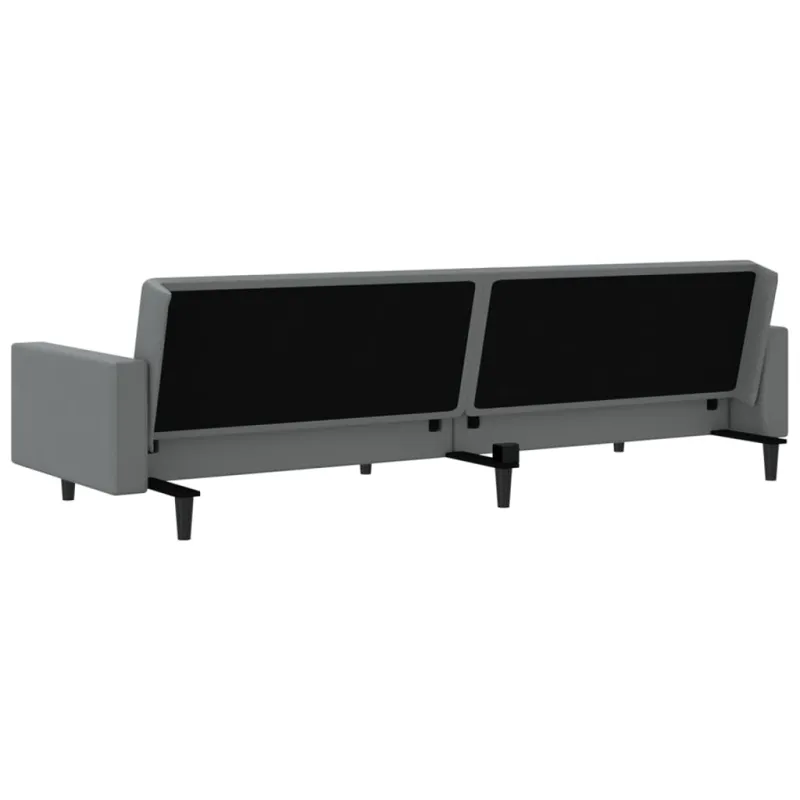 Dvivietė sofa-lova, pilkos spalvos, dirbtinė oda