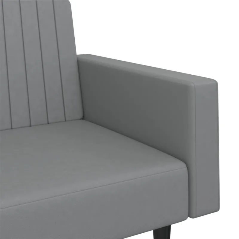 Dvivietė sofa-lova, pilkos spalvos, dirbtinė oda