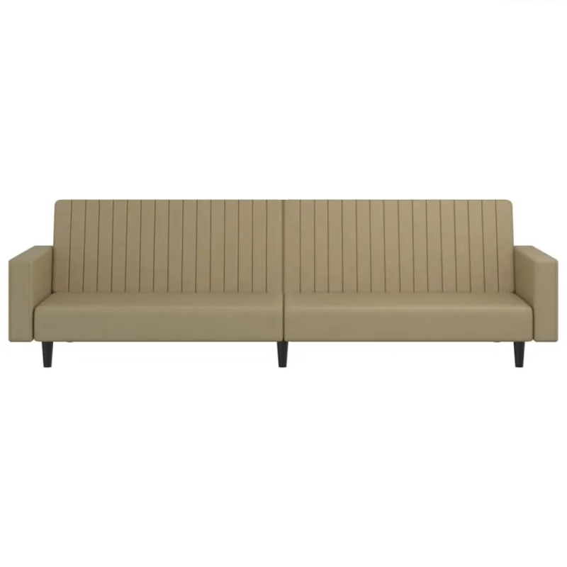 Dvivietė sofa-lova, kapučino spalvos, dirbtinė oda