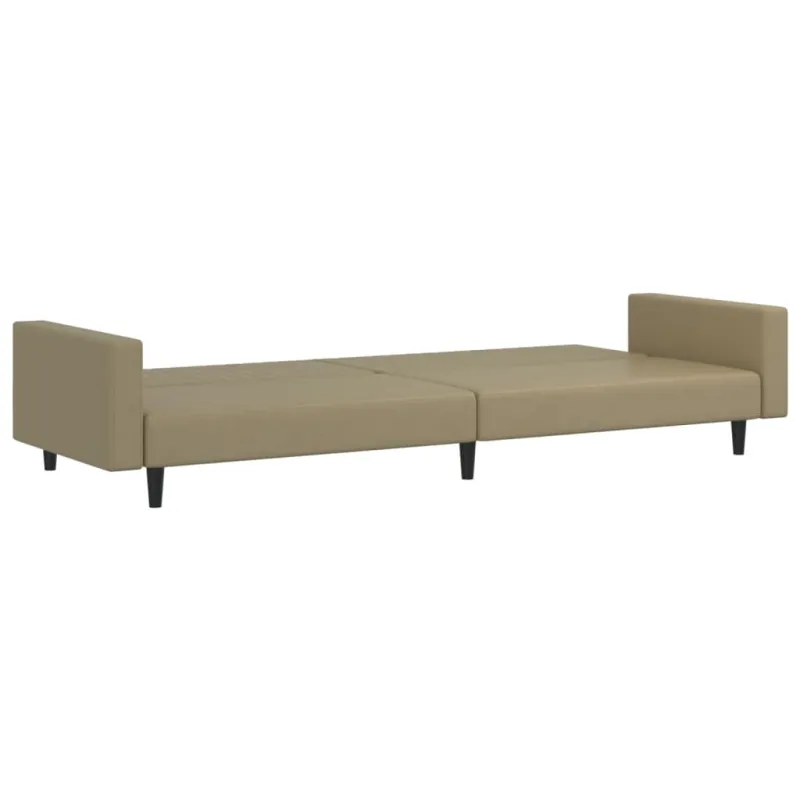 Dvivietė sofa-lova, kapučino spalvos, dirbtinė oda