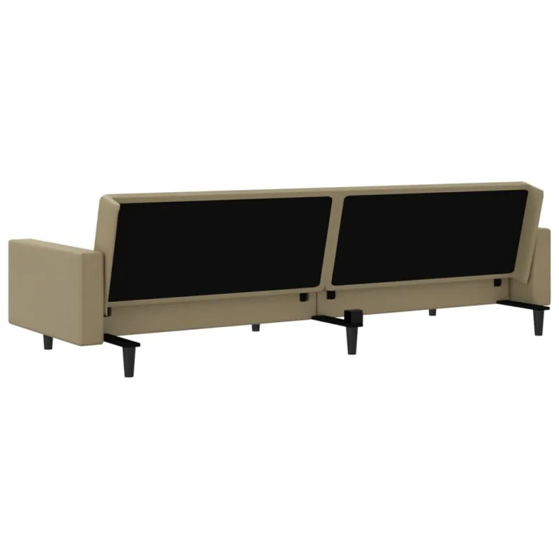 Dvivietė sofa-lova, kapučino spalvos, dirbtinė oda