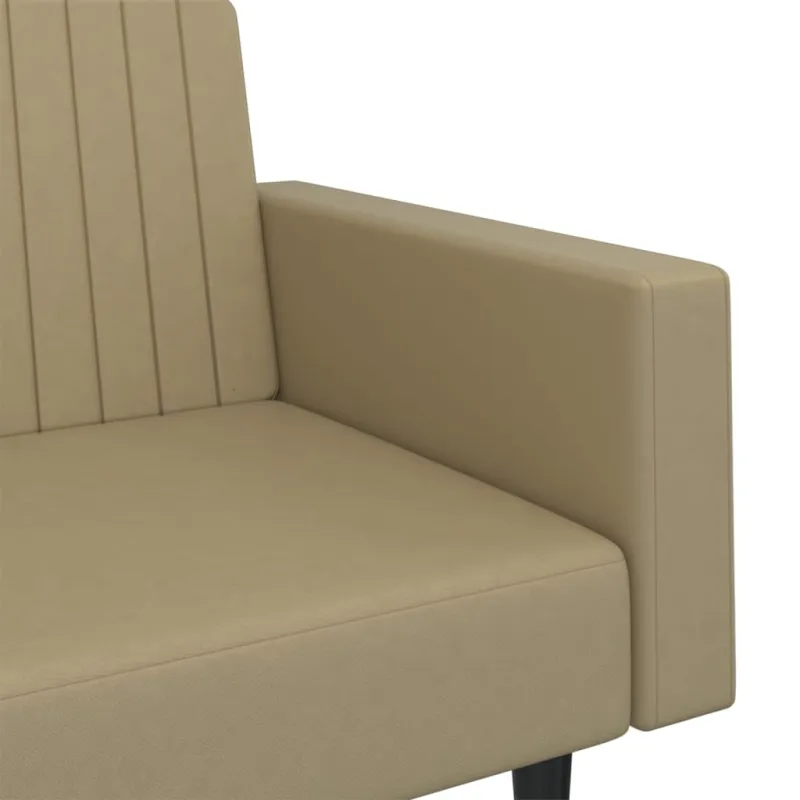 Dvivietė sofa-lova, kapučino spalvos, dirbtinė oda