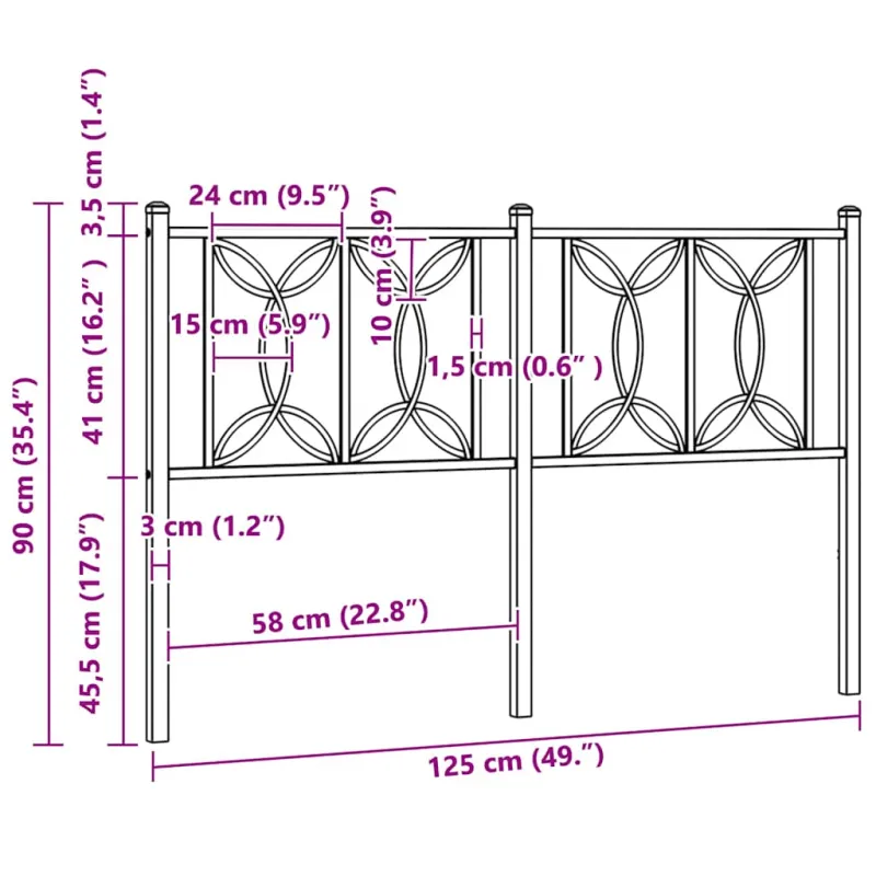 Metalinis pakaitinis galvūgalis, juodos spalvos, 107cm
