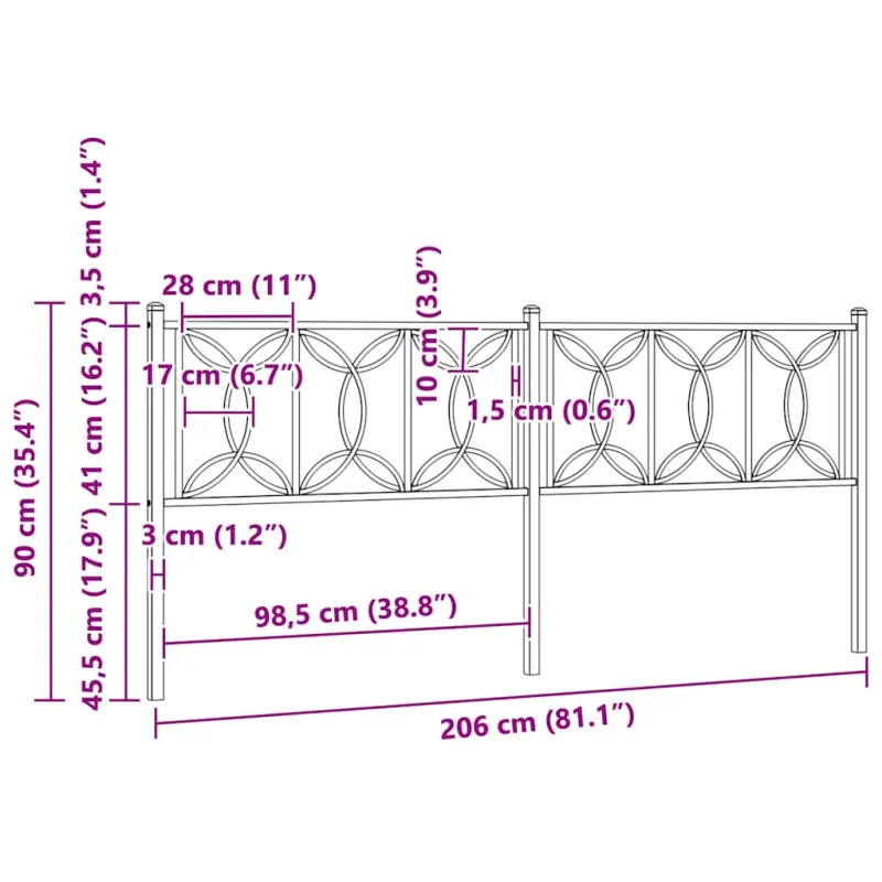 Metalinis pakaitinis galvūgalis, juodos spalvos, 200cm