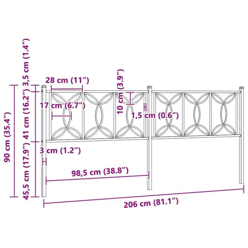 Metalinis pakaitinis galvūgalis, baltos spalvos, 200cm