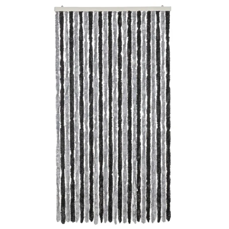 Užuolaida nuo musių, pilka ir juoda, 100x220cm, šenilis