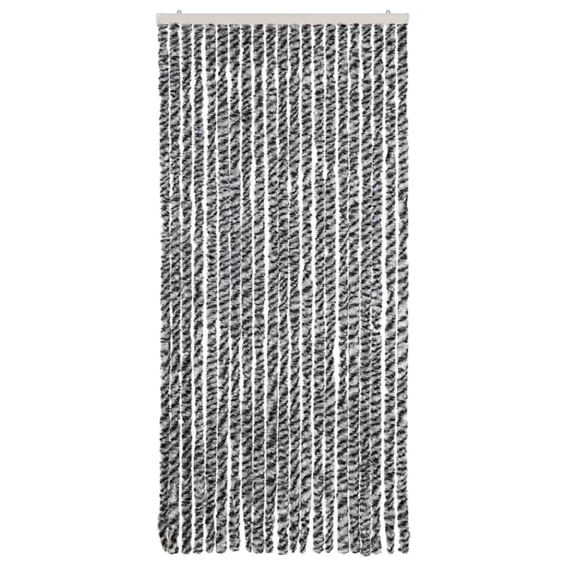 Užuolaida nuo musių, pilka/juoda/balta, 90x200cm, šenilis
