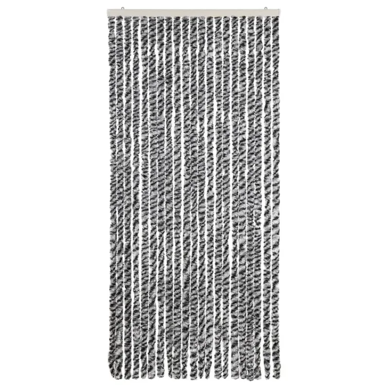 Užuolaida nuo musių, pilka/juoda/balta, 90x220cm, šenilis
