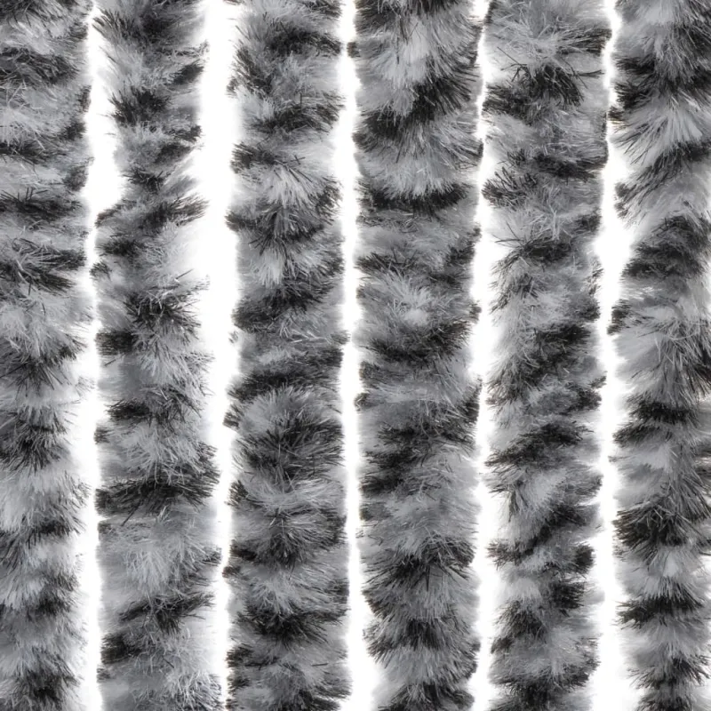 Užuolaida nuo musių, pilka/juoda/balta, 100x220cm, šenilis