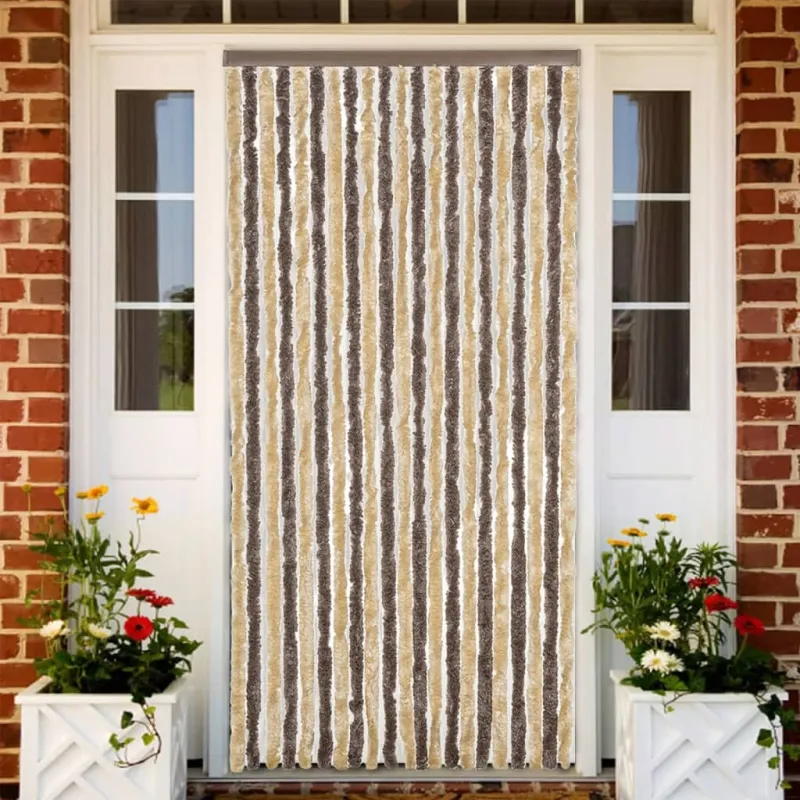 Užuolaida nuo musių, ruda ir smėlio, 90x220 cm, šenilis