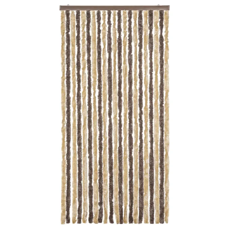 Užuolaida nuo musių, ruda ir smėlio, 90x220 cm, šenilis