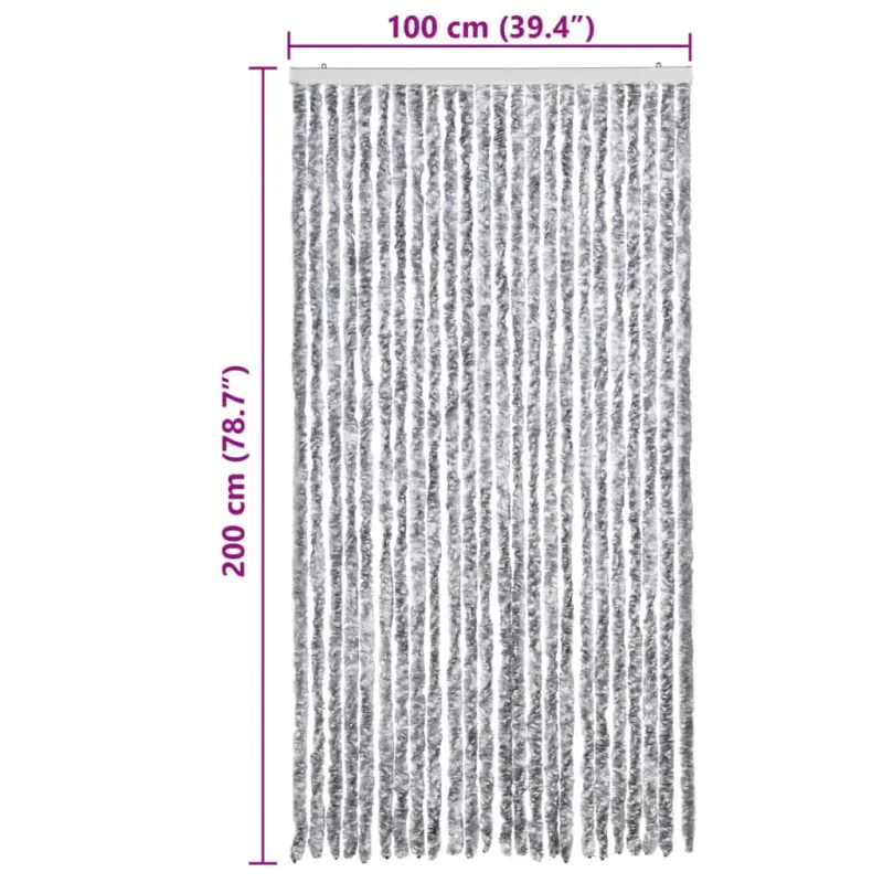Užuolaida nuo musių, balta ir pilka, 100x200cm šenilis