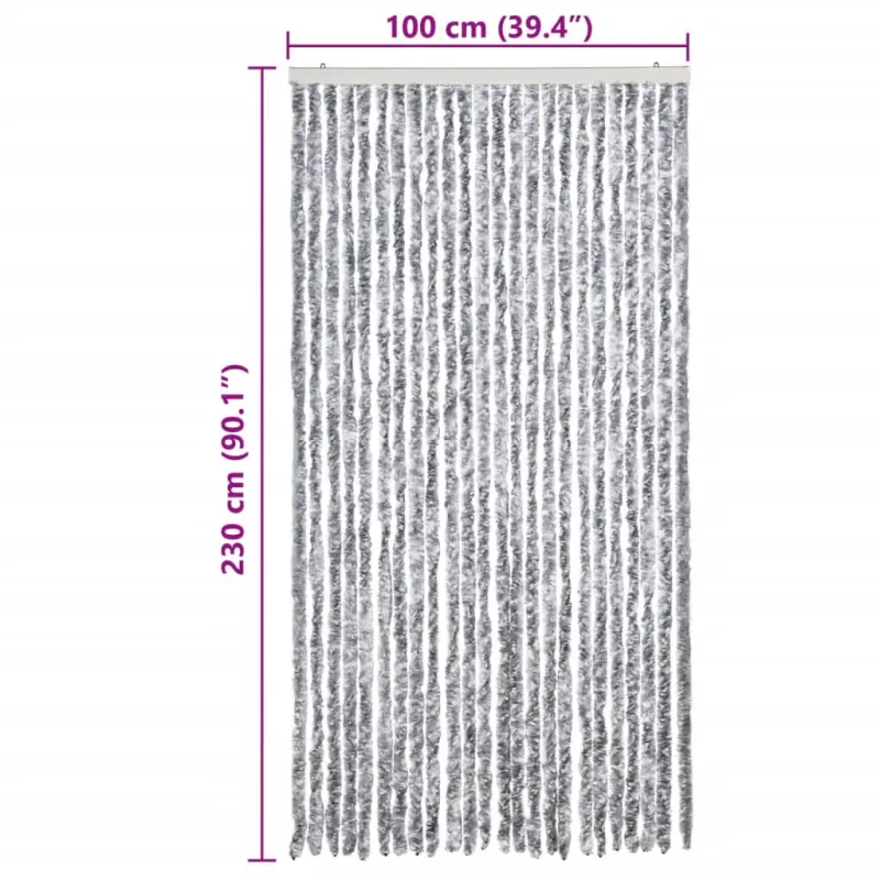 Užuolaida nuo musių, balta ir pilka, 100x230cm šenilis