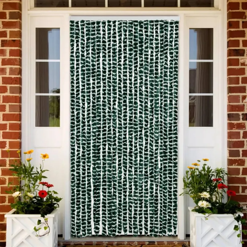 Užuolaida nuo musių, žalia ir balta, 90x200cm, šenilis