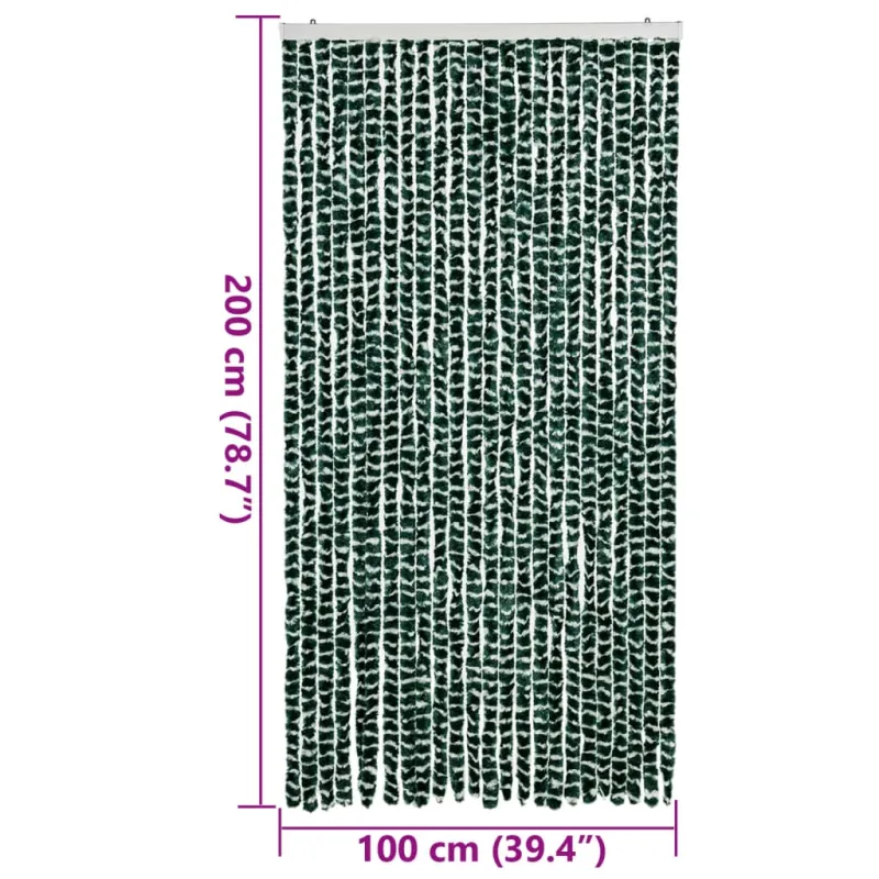 Užuolaida nuo musių, žalia ir balta, 100x200cm, šenilis