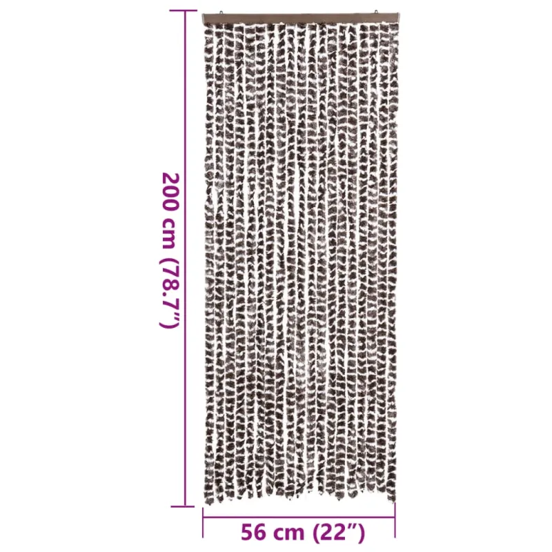 Užuolaida nuo musių, ruda ir balta, 56x200cm, šenilis