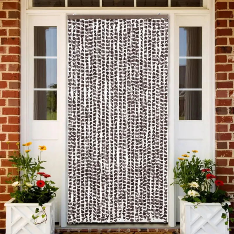 Užuolaida nuo musių, ruda ir balta, 100x230cm, šenilis