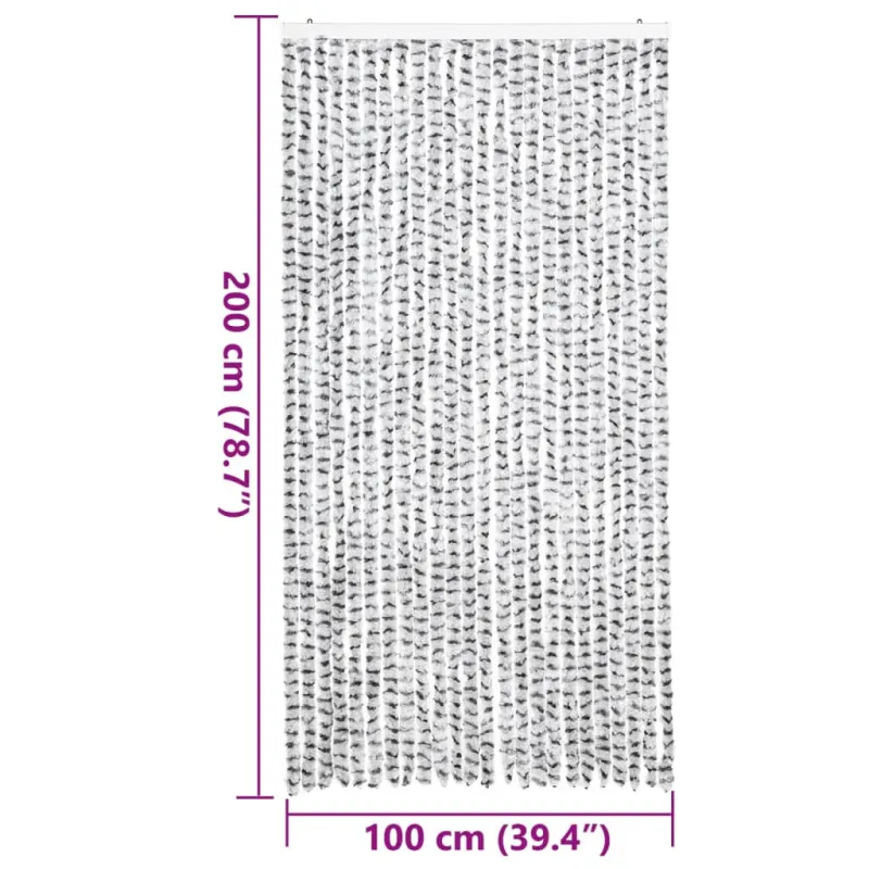 Užuolaida nuo musių, šviesiai/tamsiai pilka, 100x200cm, šenilis