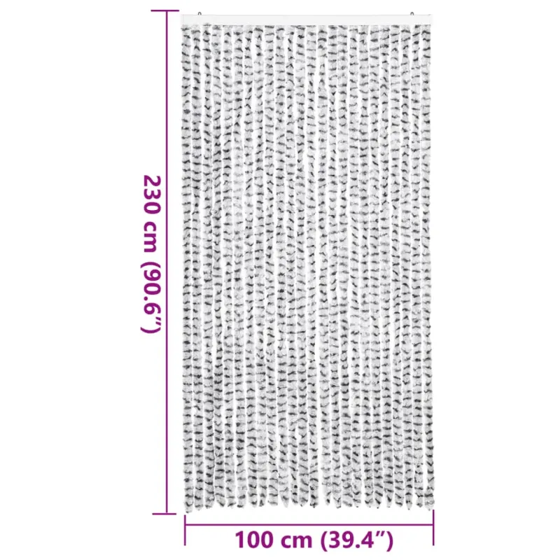 Užuolaida nuo musių, šviesiai/tamsiai pilka, 100x230cm, šenilis