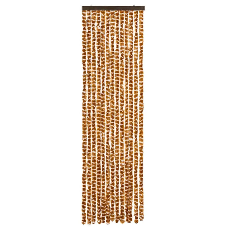 Užuolaida nuo musių, geltonai ruda ir balta, 56x200cm, šenilis