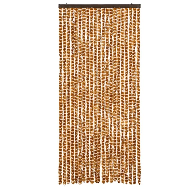 Užuolaida nuo musių, geltonai ruda ir balta, 90x200cm, šenilis