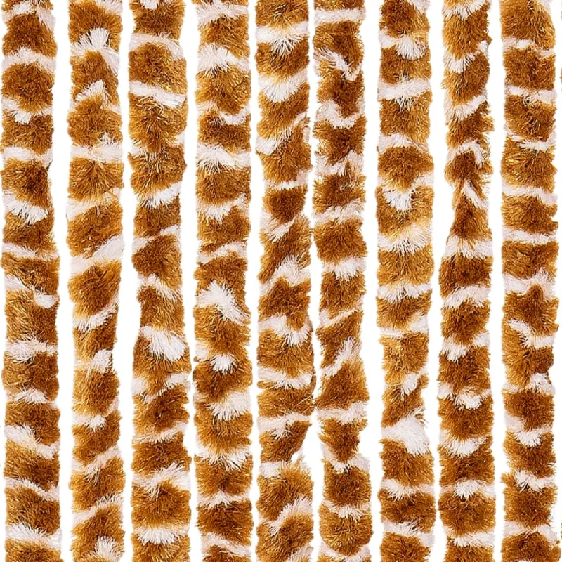 Užuolaida nuo musių, geltonai ruda ir balta, 100x200cm, šenilis