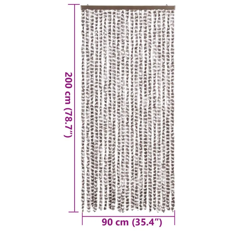 Užuolaida nuo musių, taupe ir balta, 90x200cm, šenilis