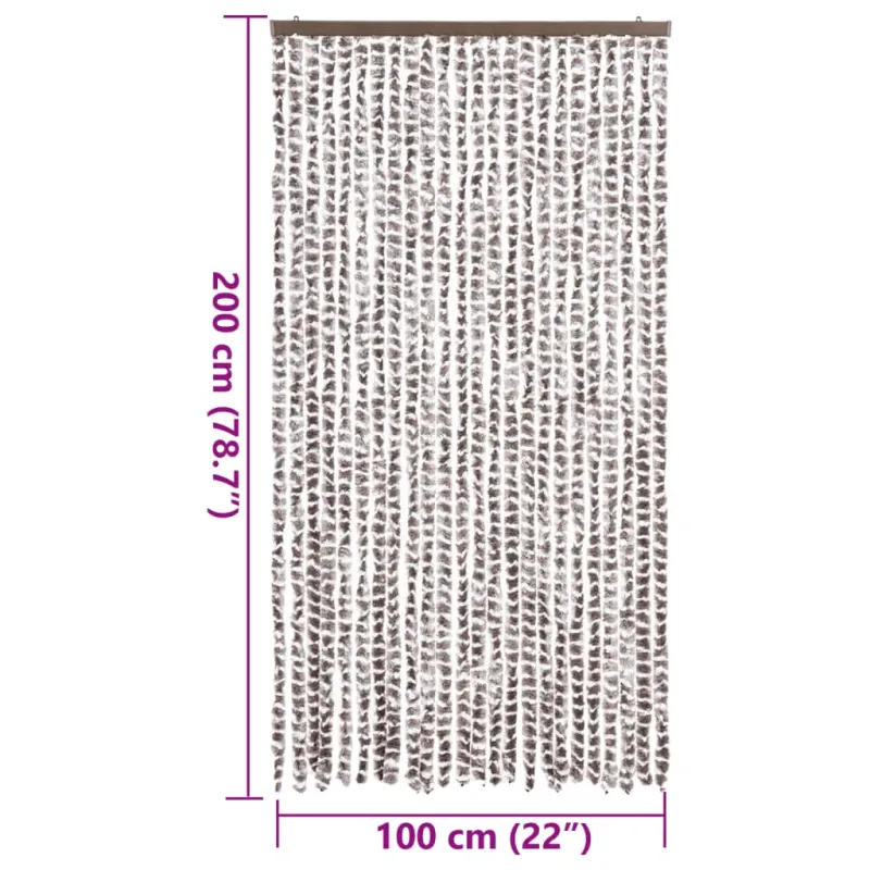 Užuolaida nuo musių, taupe ir balta, 100x200cm, šenilis