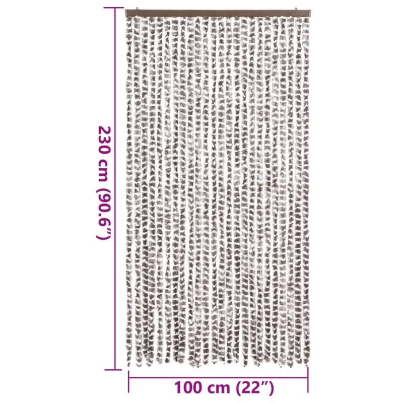 Užuolaida nuo musių, taupe ir balta, 100x230cm, šenilis