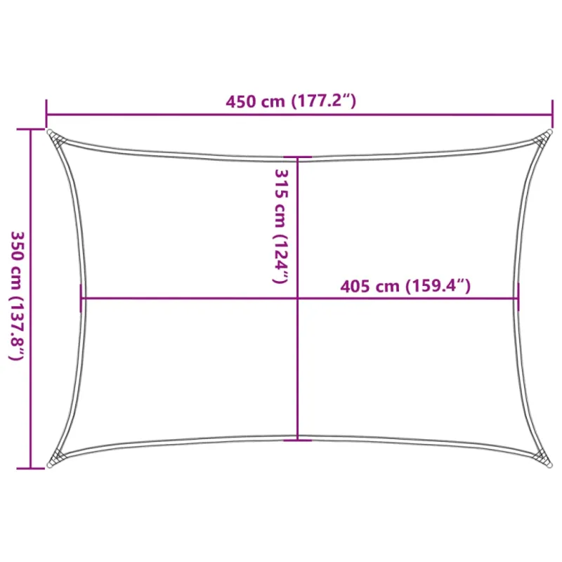 Burė nuo saulės, smėlio, 3,5x4,5m, HDPE, 160g/m², stačiakampė