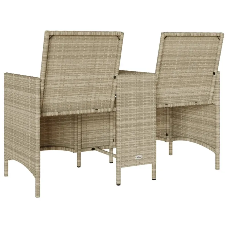 Dvivietė sodo sofa su pagalvėlėmis ir staliuku, šviesiai pilka