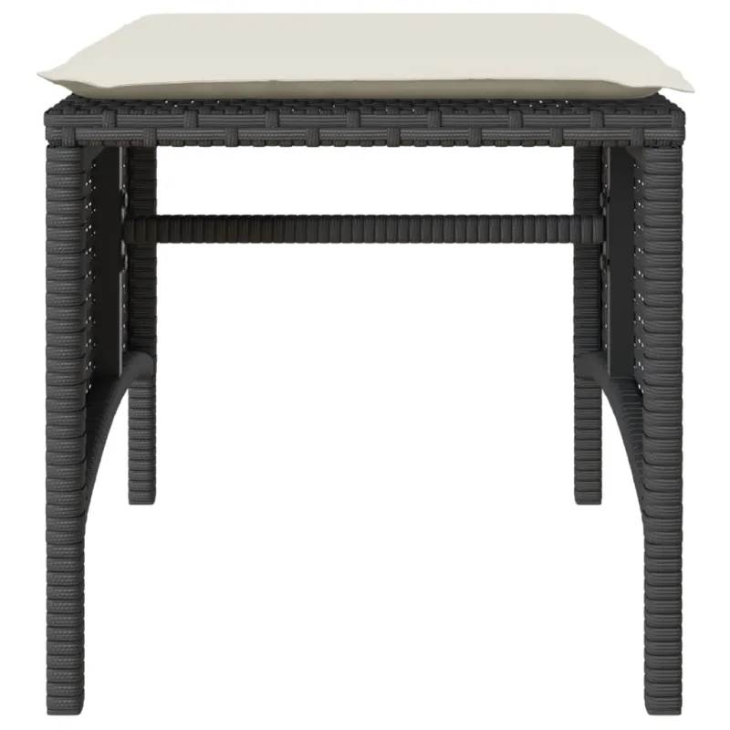Dvivietė sodo sofa su staliuku/taburetėmis, juoda, poliratanas