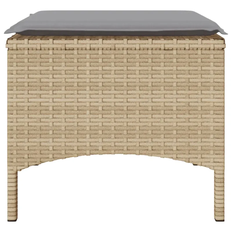 Dvivietė sodo sofa su staliuku/taburetėmis, smėlio, poliratanas