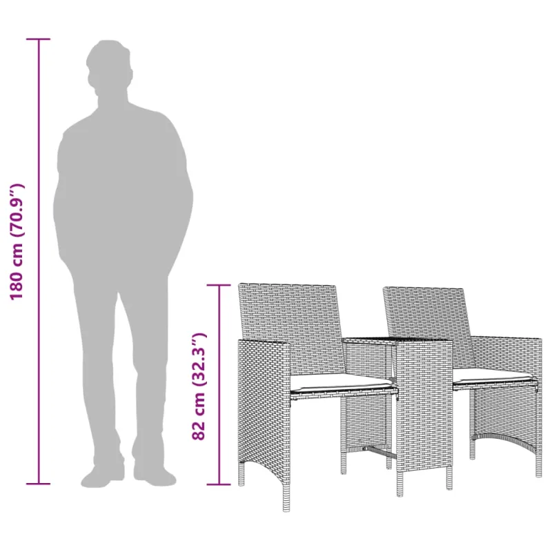 Dvivietė sodo sofa su staliuku/taburetėmis, smėlio, poliratanas