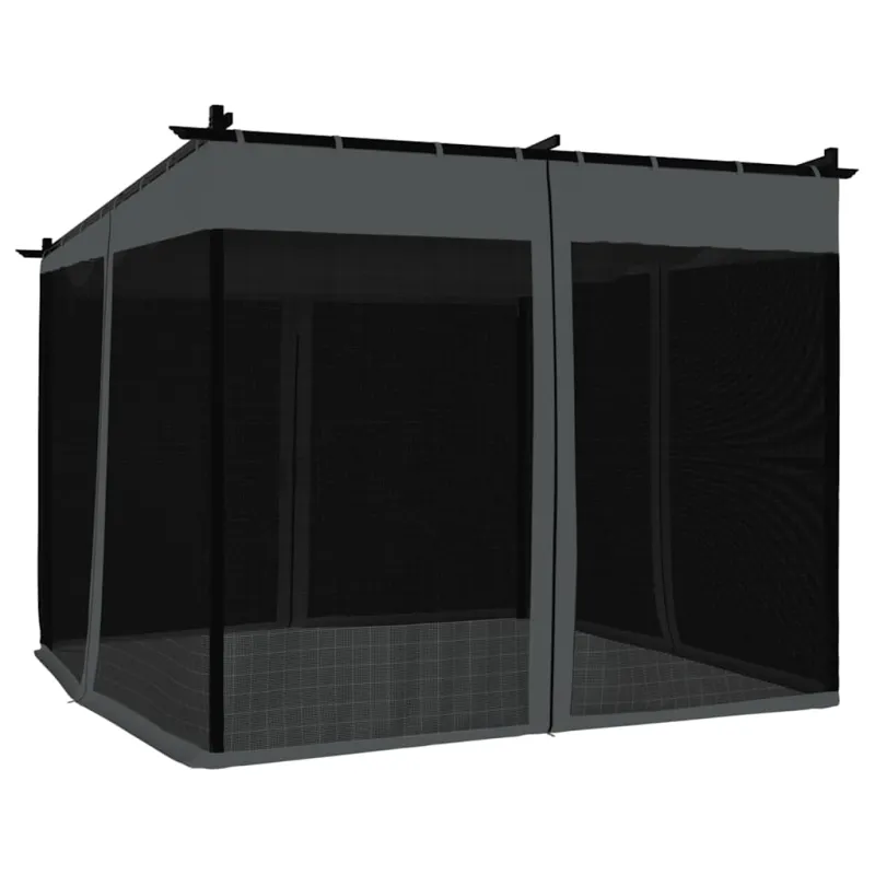 Pavėsinė su tinklinėmis sienelėmis, antracito, 3x3m, plienas