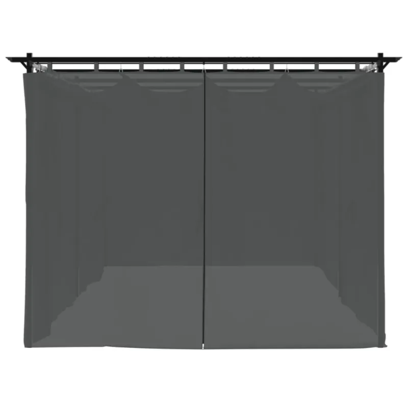 Pavėsinė su užuolaidomis, antracito spalvos, 6x3m, plienas