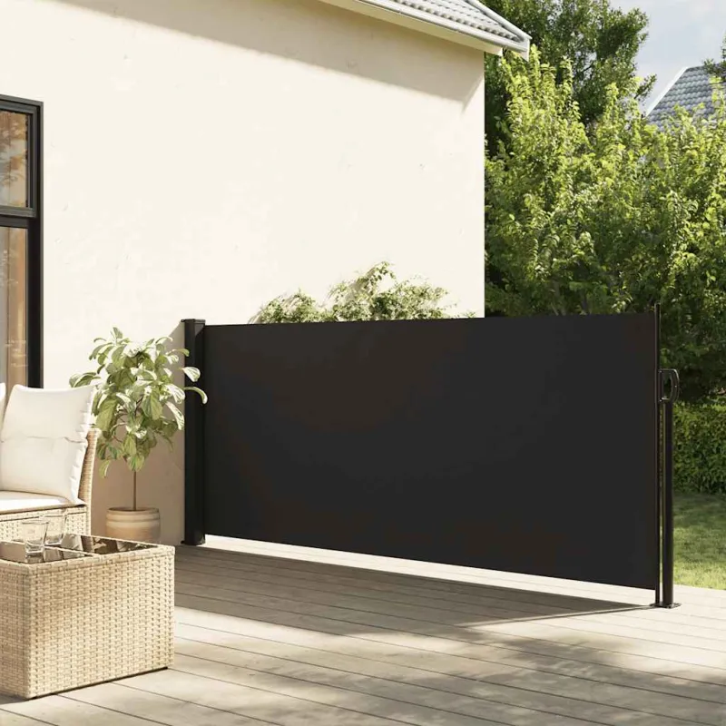 Ištraukiama šoninė markizė, juodos spalvos, 120x500cm