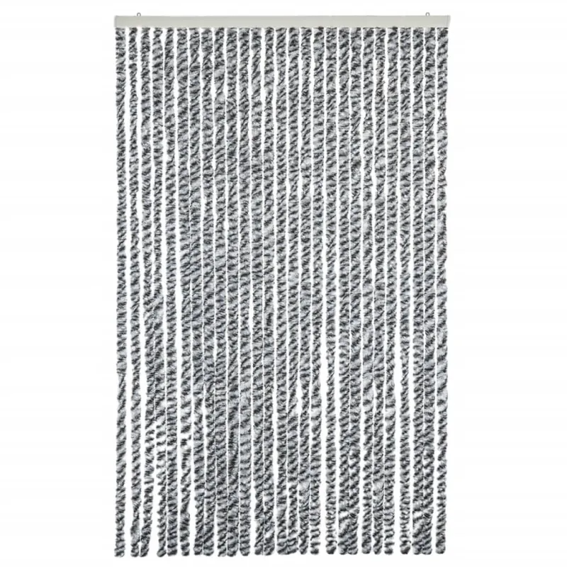 Užuolaida nuo musių, pilka/juoda/balta, 118x220cm, šenilis
